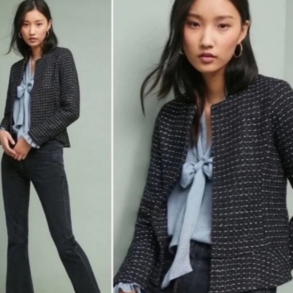 ⭐️ Host Pick ⭐️ Anthropologie Dolan Left Coast  | Tweed Open Flare Croppe Blazer